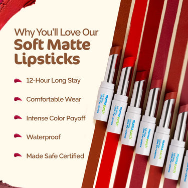 Mamaearth Soft Matte Long Stay Lipsticks with Jojoba Oil & Vitamin E for 12 Hour Long Stay - 03 Grape Wine - 3.5 g